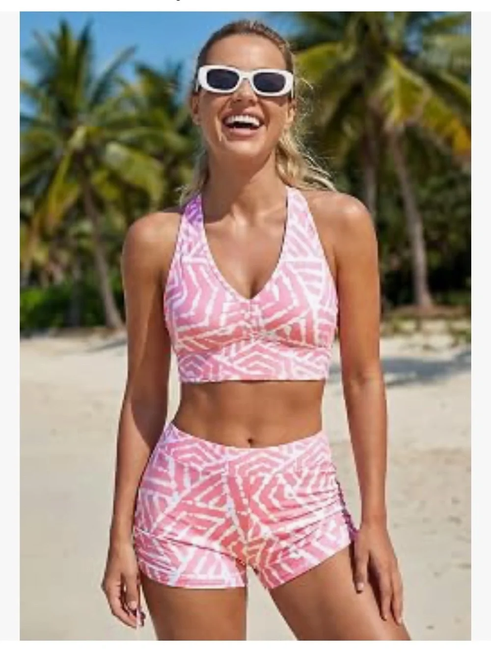 Classic 3 Piece Tankini Swimsuit with Board Shorts Pink M. 2469/bb12-2